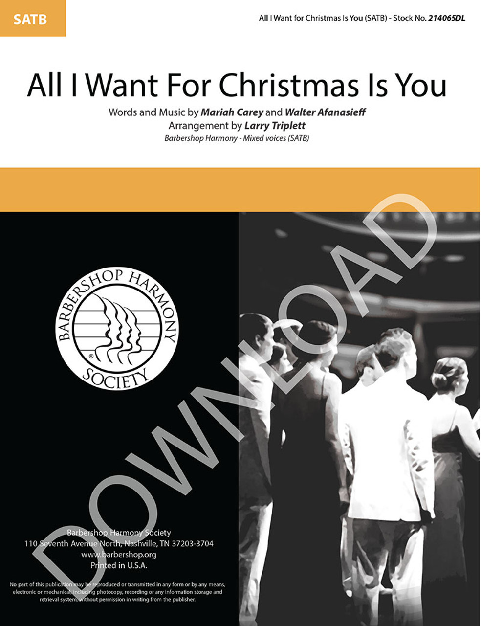 All I Want For Christmas Is You (SATB) (arr. Triplett) - Download