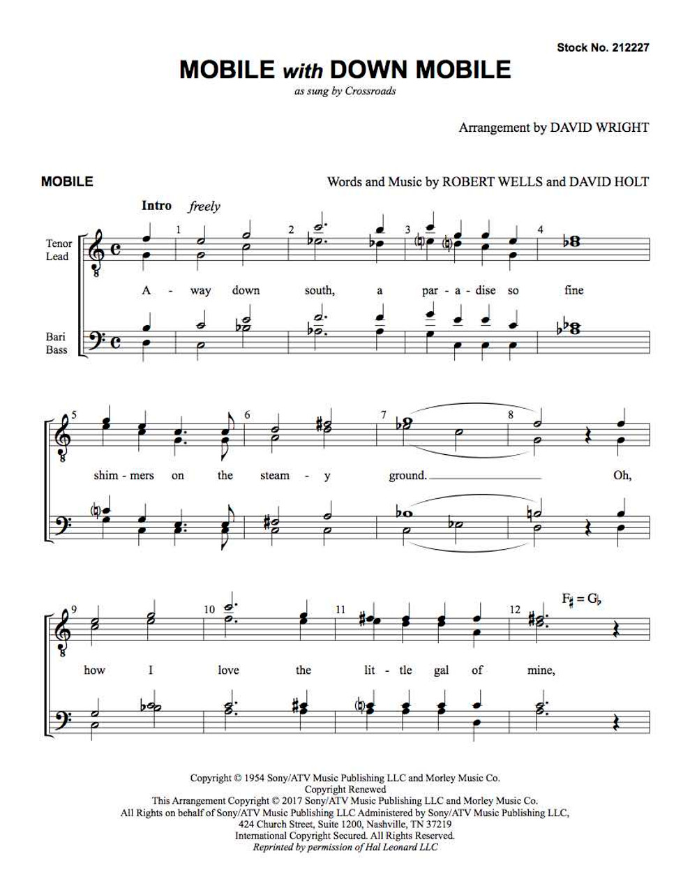 Mobile with Down Mobile (TTBB) (arr. Wright) - Download