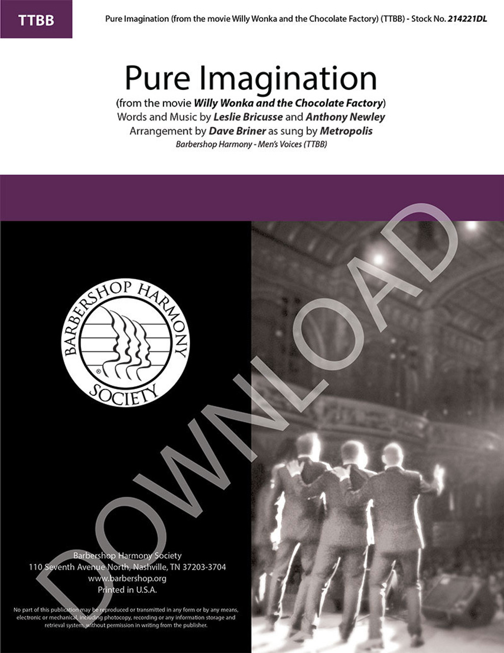 Pure Imagination  (TTBB) (arr. Briner) - Download