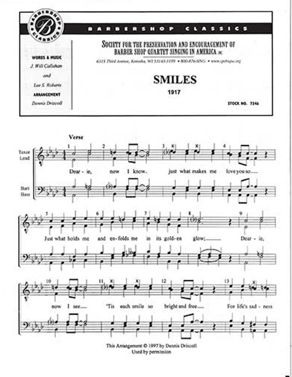 Smiles (TTBB) (arr. Driscoll) - Download