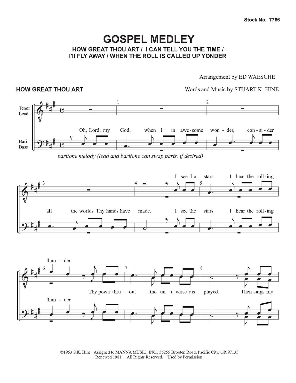 Gospel Medley (TTBB) (arr.  Ed Waesche) - Special Order