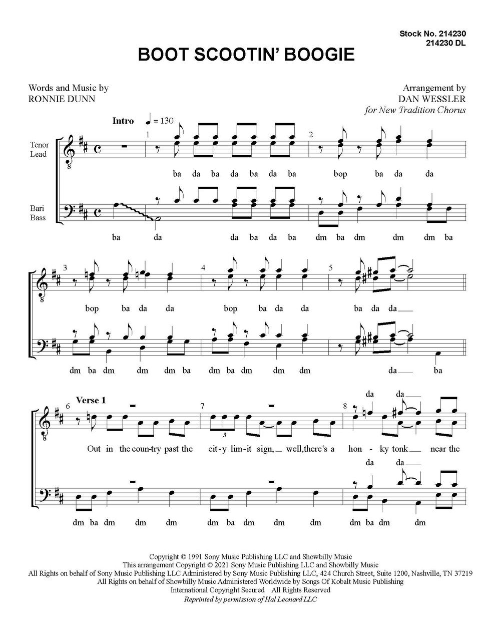 Boot Scootin' Boogie (TTBB) - arr. Dan Wessler - Download