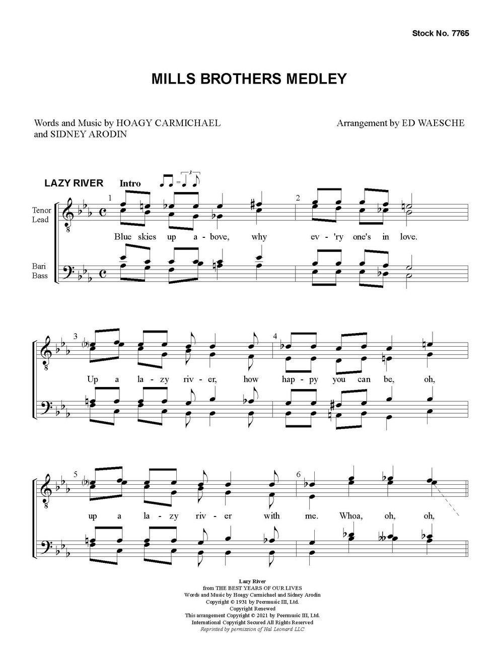 Mills Brothers Medley (TTBB) (arr. Waesche) - Download
