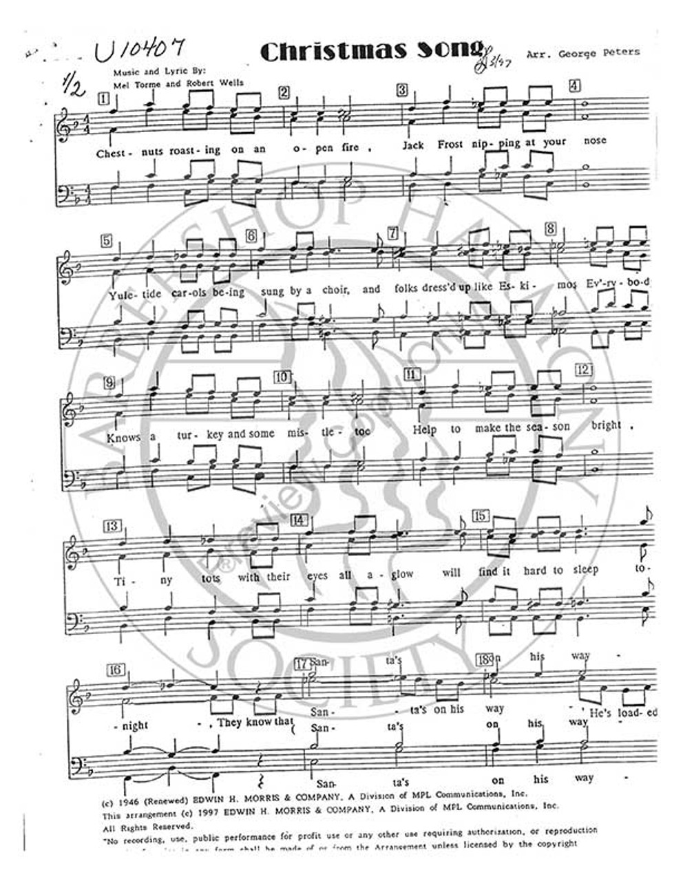 Christmas Song 1 (TTBB) (arr. George Peters)-UNPUB