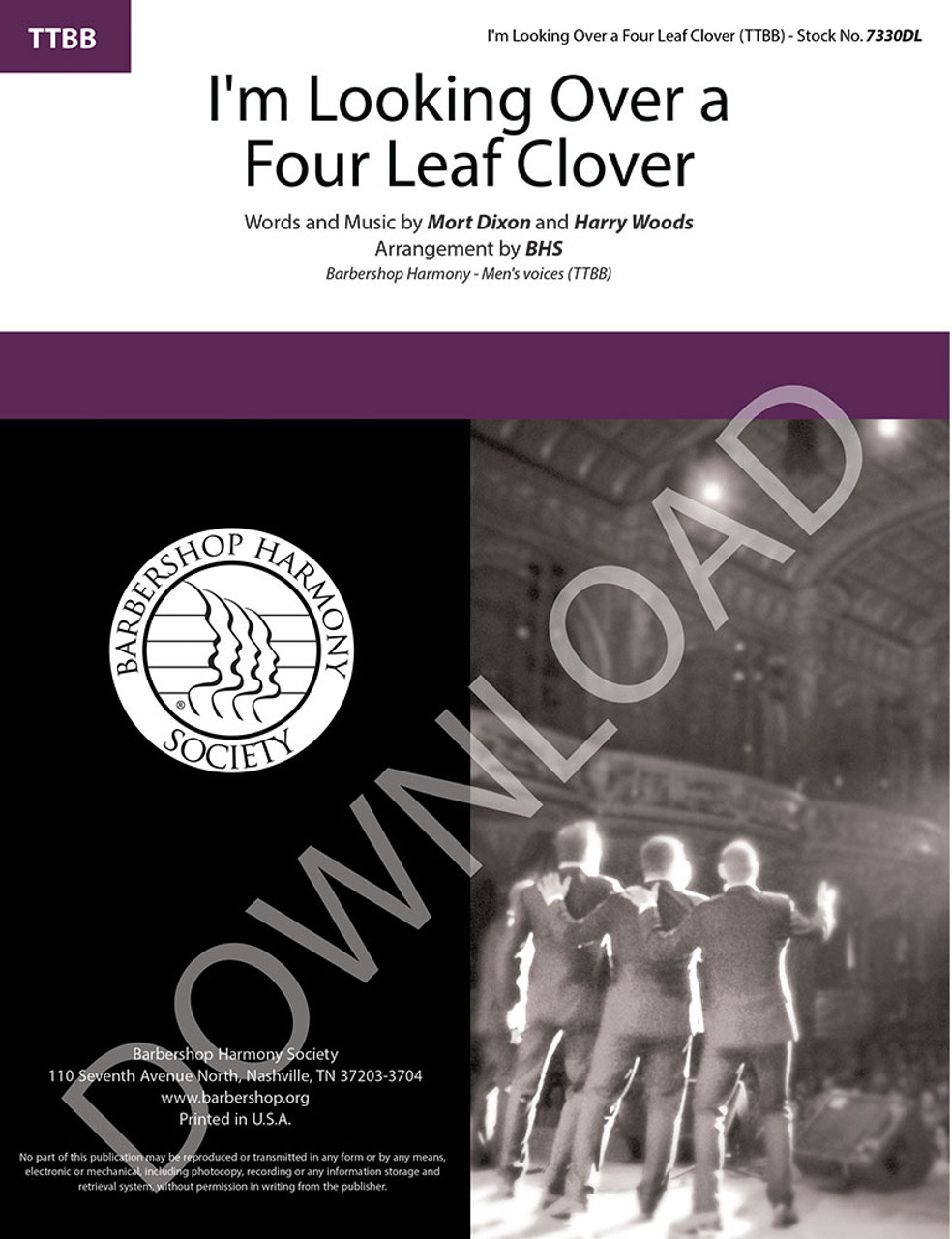 I'm Looking Over A Four-Leaf Clover (TTBB) (arr. BHS) - Download