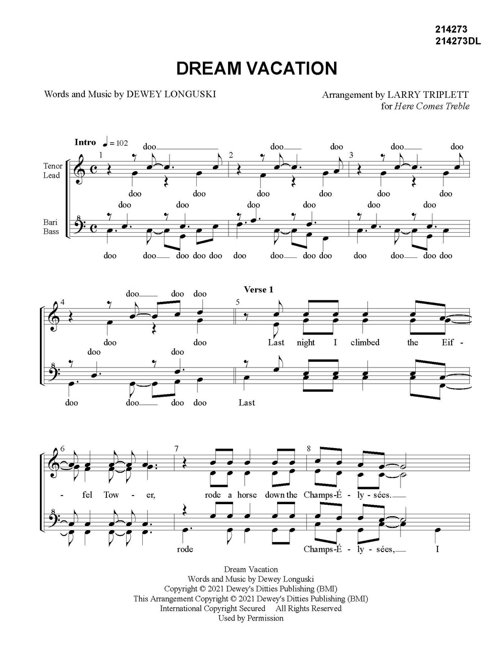 Dream Vacation (SSAA) (arr. Larry Triplett)