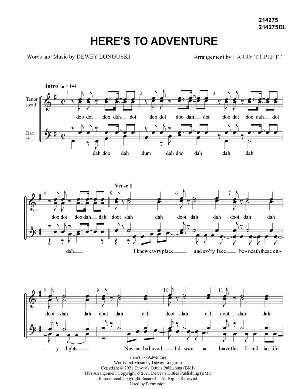 Here's To Adventure (SSAA) (arr. Larry Triplett) - Download