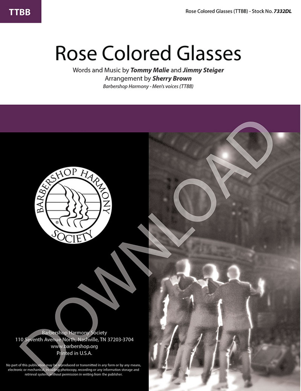 Looking at the World Through Rose Colored Glasses (TTBB) (arr. Brown) - Download