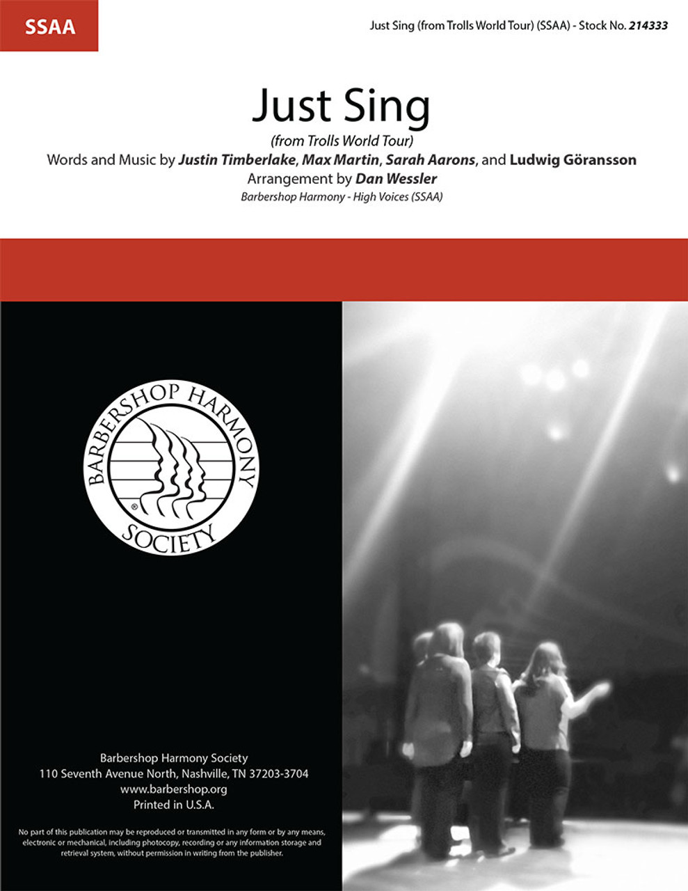 Just Sing (from "Trolls World Tour") (SSAA) (arr. Wessler)