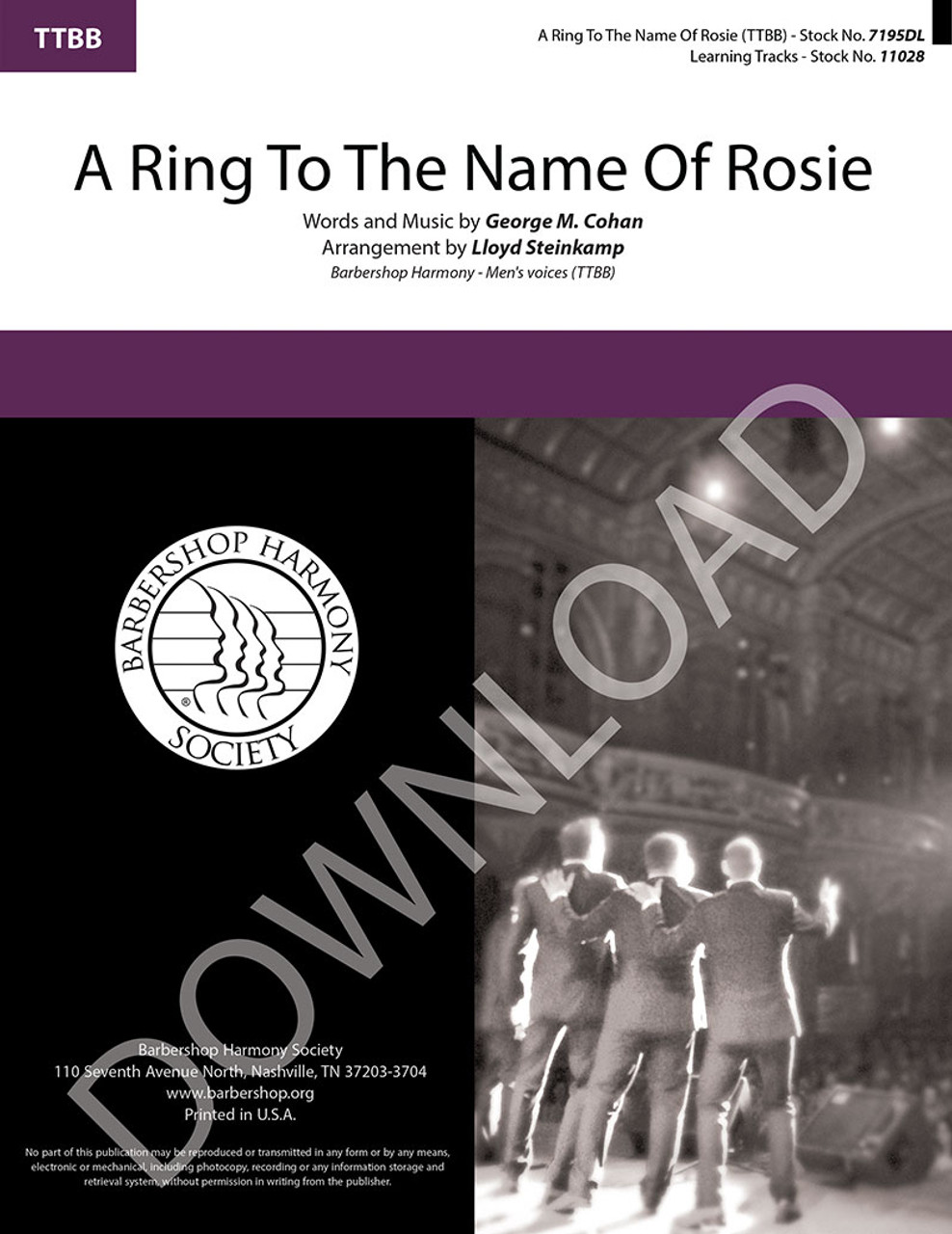 A Ring To The Name Of Rosie (TTBB) (arr. Steinkamp) - Download