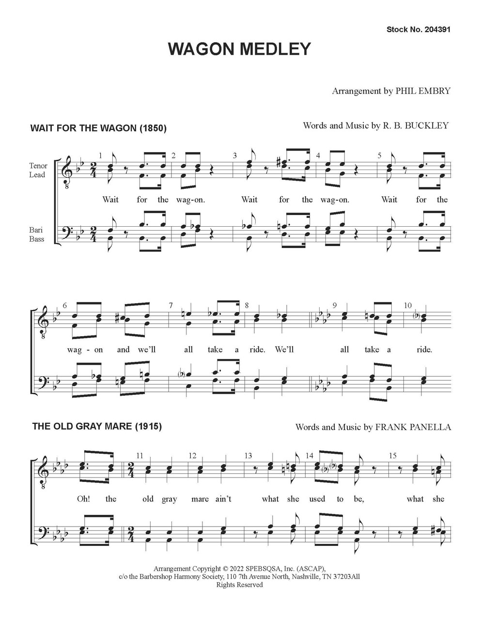 Wagon Medley (TTBB) (arr. Embury) - Download