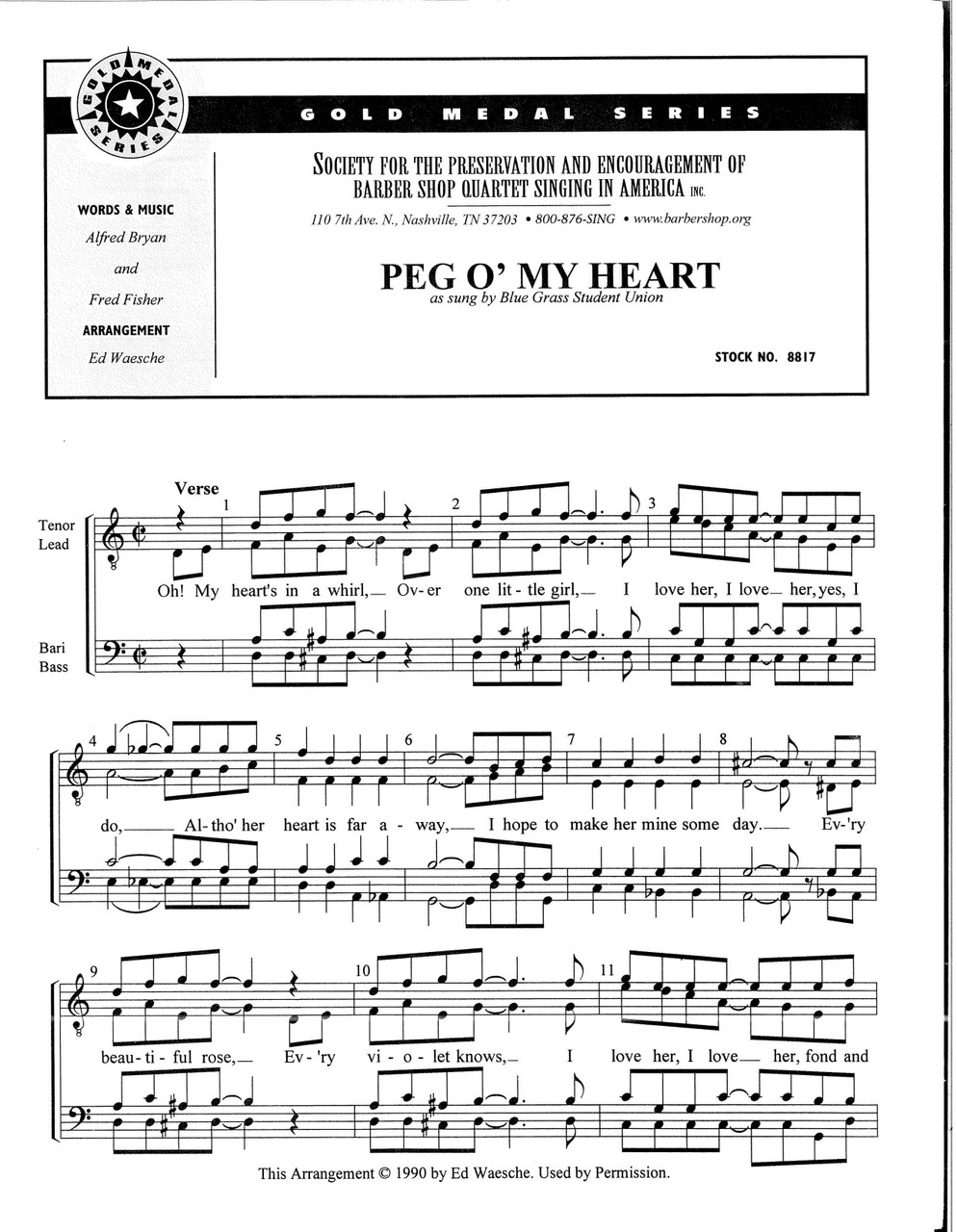 Peg O' My Heart (TTBB) (arr. Waesche) - Download