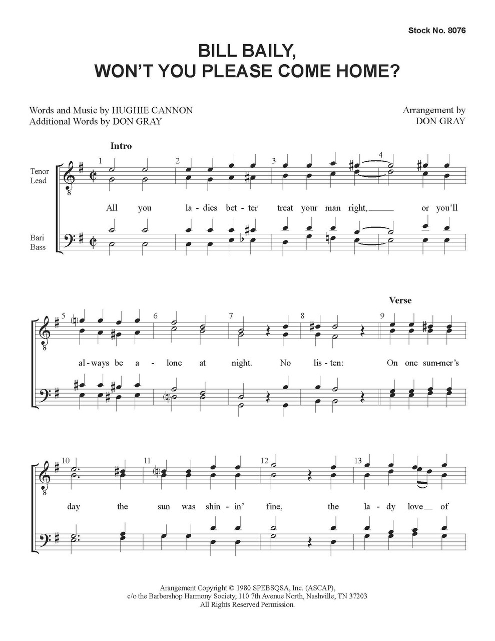 Bill Bailey, Won't You Please Come Home (TTBB) (arr. Gray) - Download