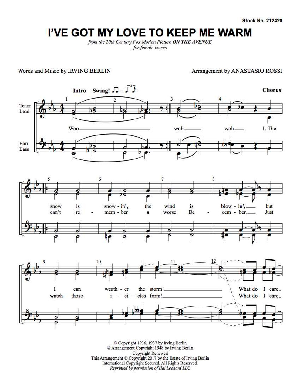 I've Got My Love to Keep Me Warm (SSAA) (arr. Rossi) - Download