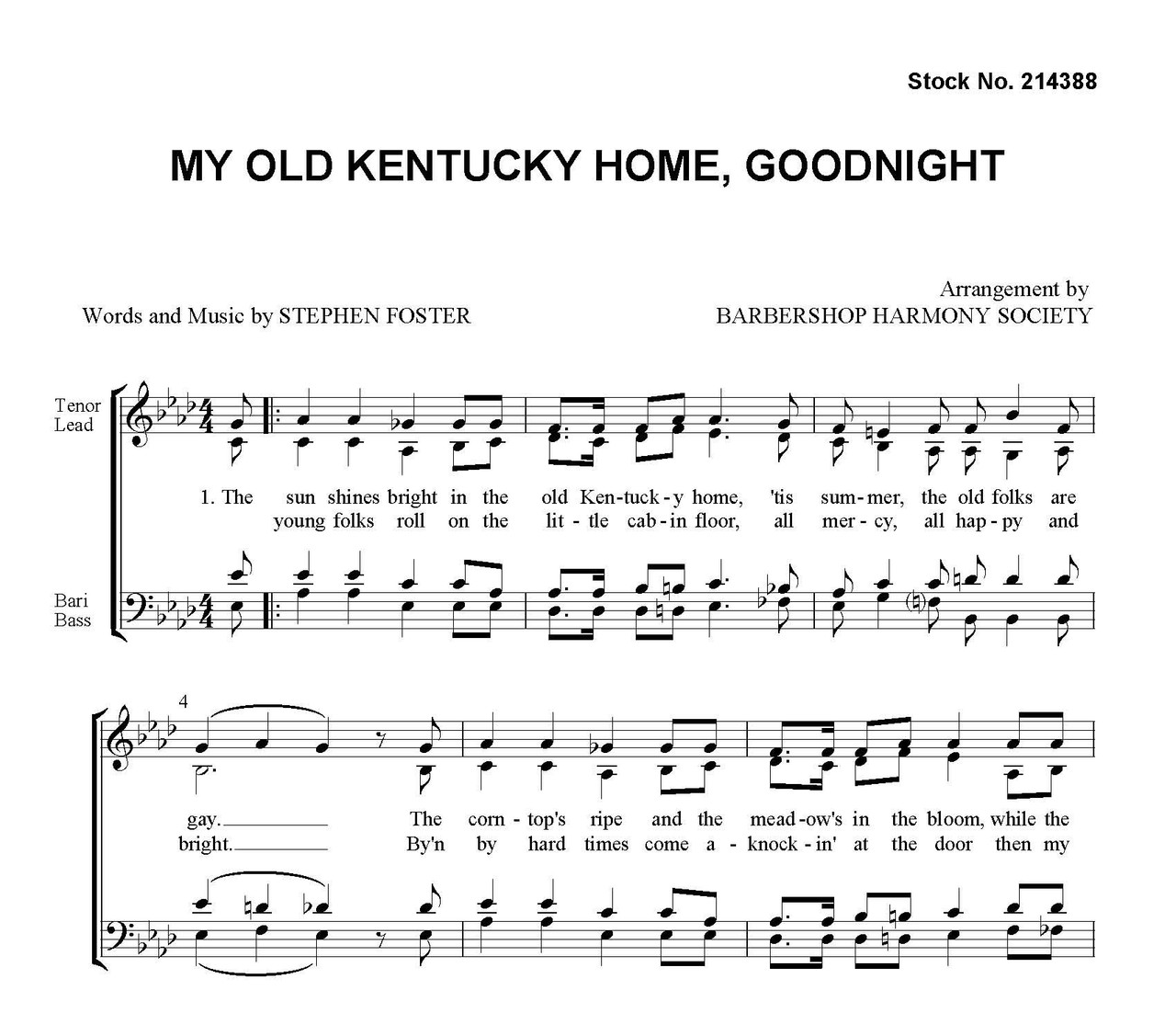 My Old Kentucky Home, Goodnight (SATB)