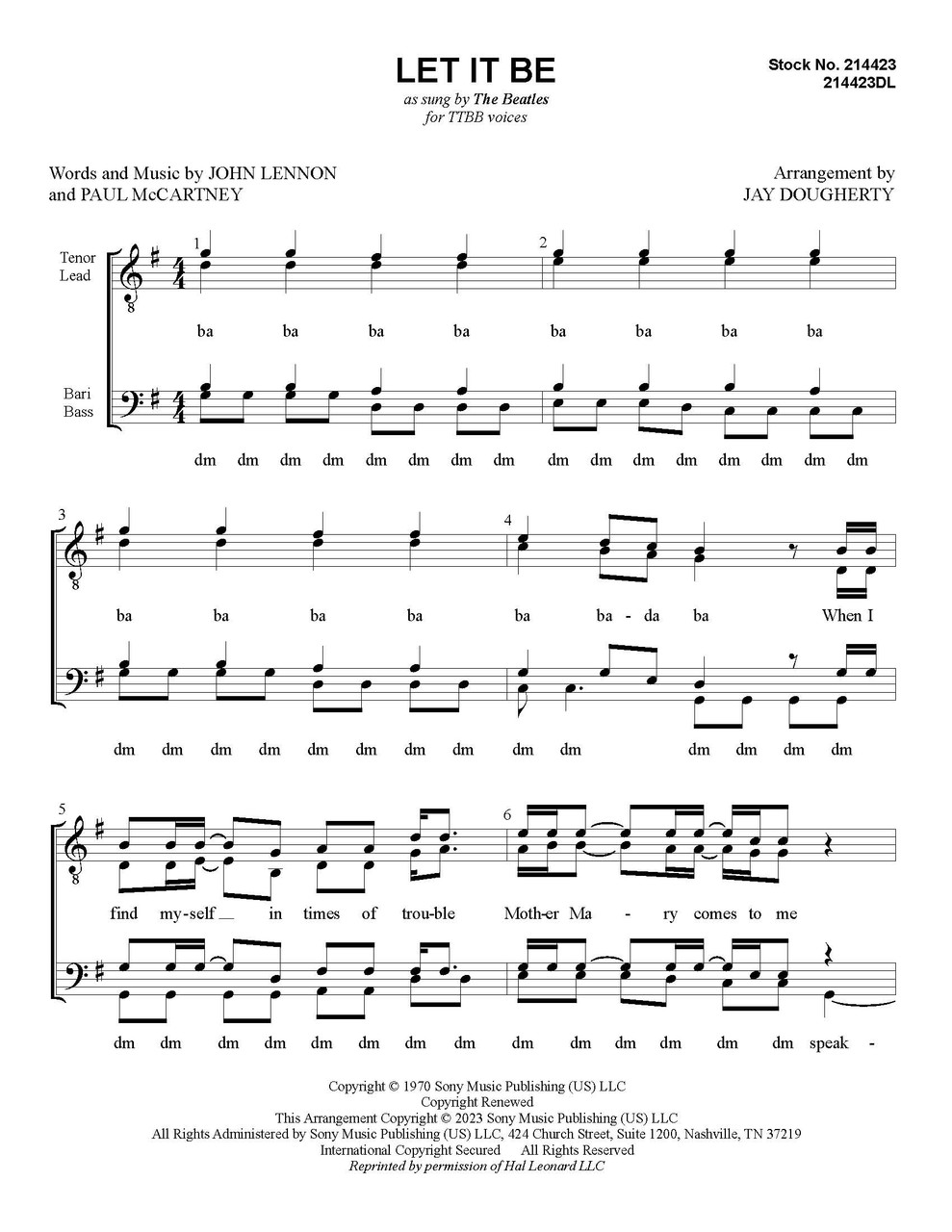 Let It Be (TTBB) (arr. Dougherty) - Download