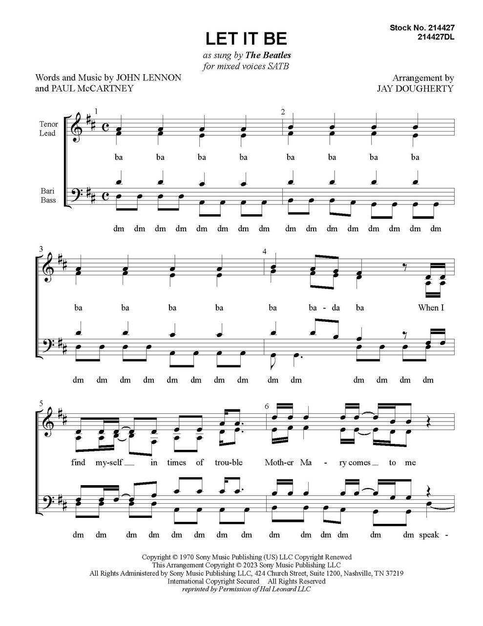 Let It Be (SATB) (arr. Dougherty) - Download