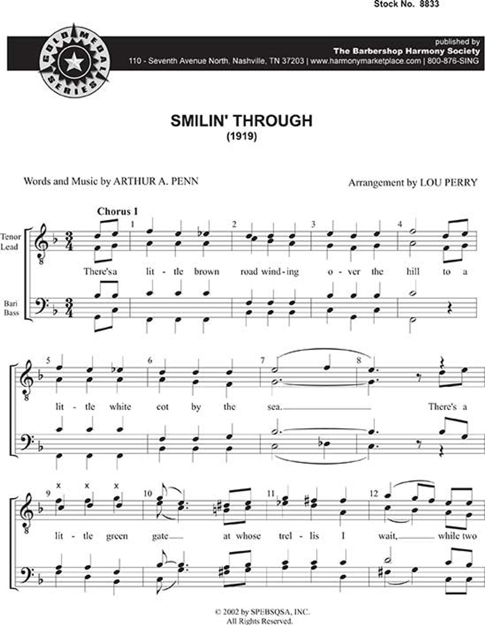 Smilin' Through (TTBB) (arr. Perry) - Download
