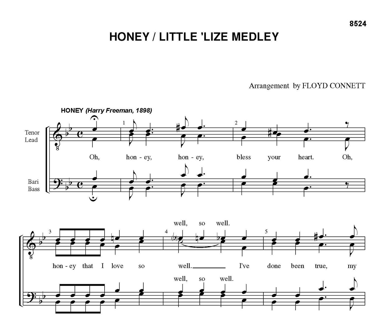 Honey/Little 'Lize Medley (TTBB) (arr. Connett) - Download