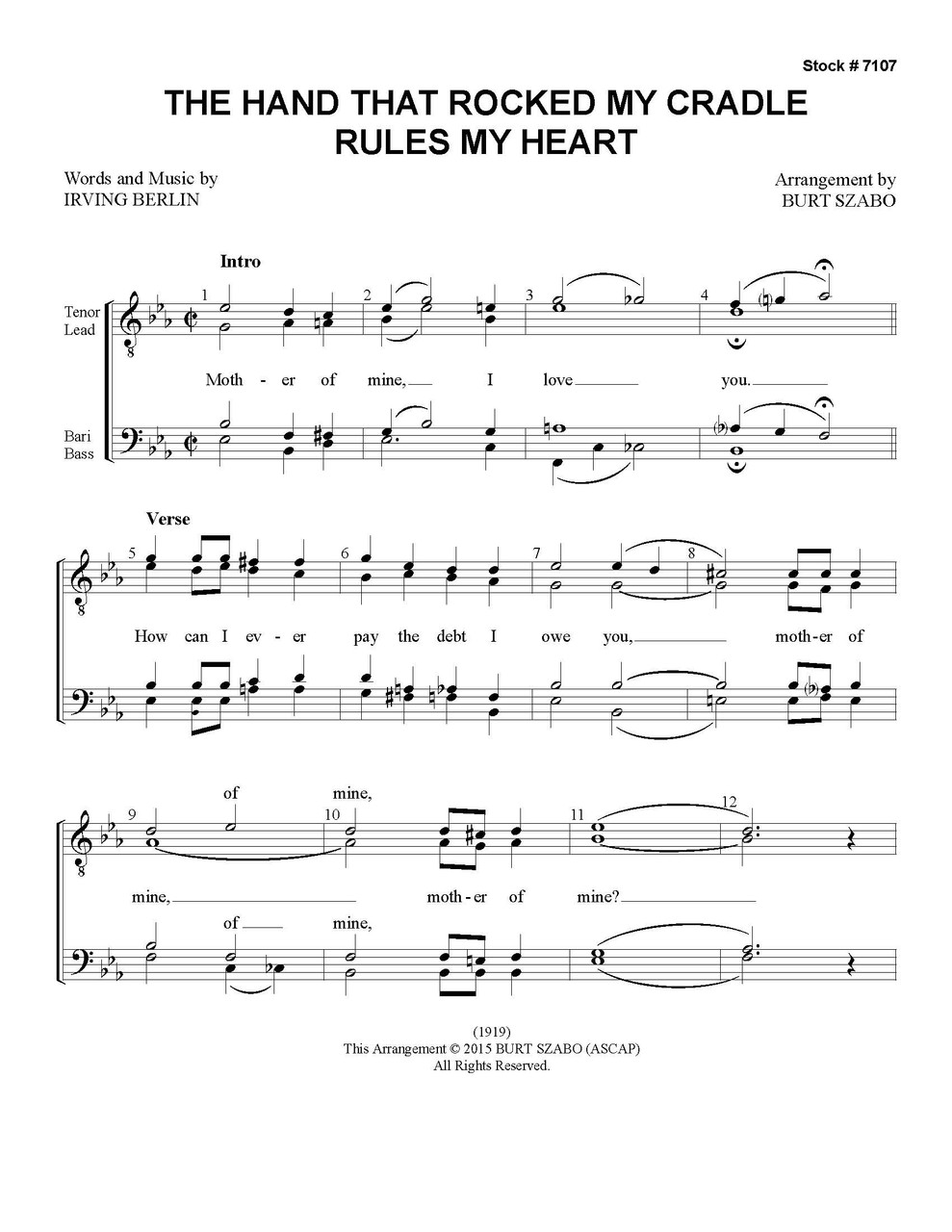 The Hand That Rocked My Cradle (TTBB) (arr. Szabo) - Download