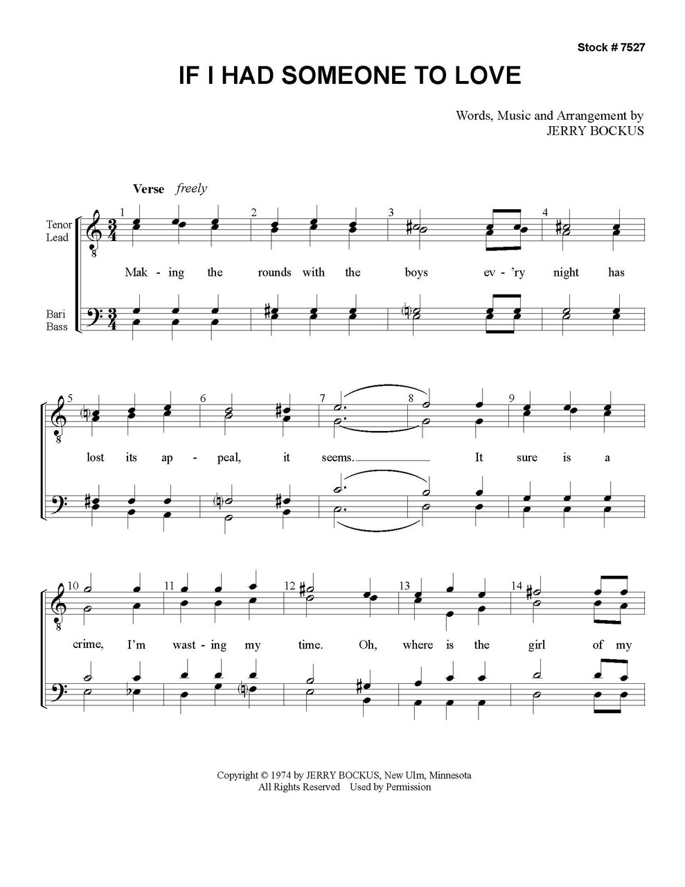 If I Had Someone To Love (TTBB) (Bockus) - Download If I Had Someone To Love (TTBB) (Bockus) - Download