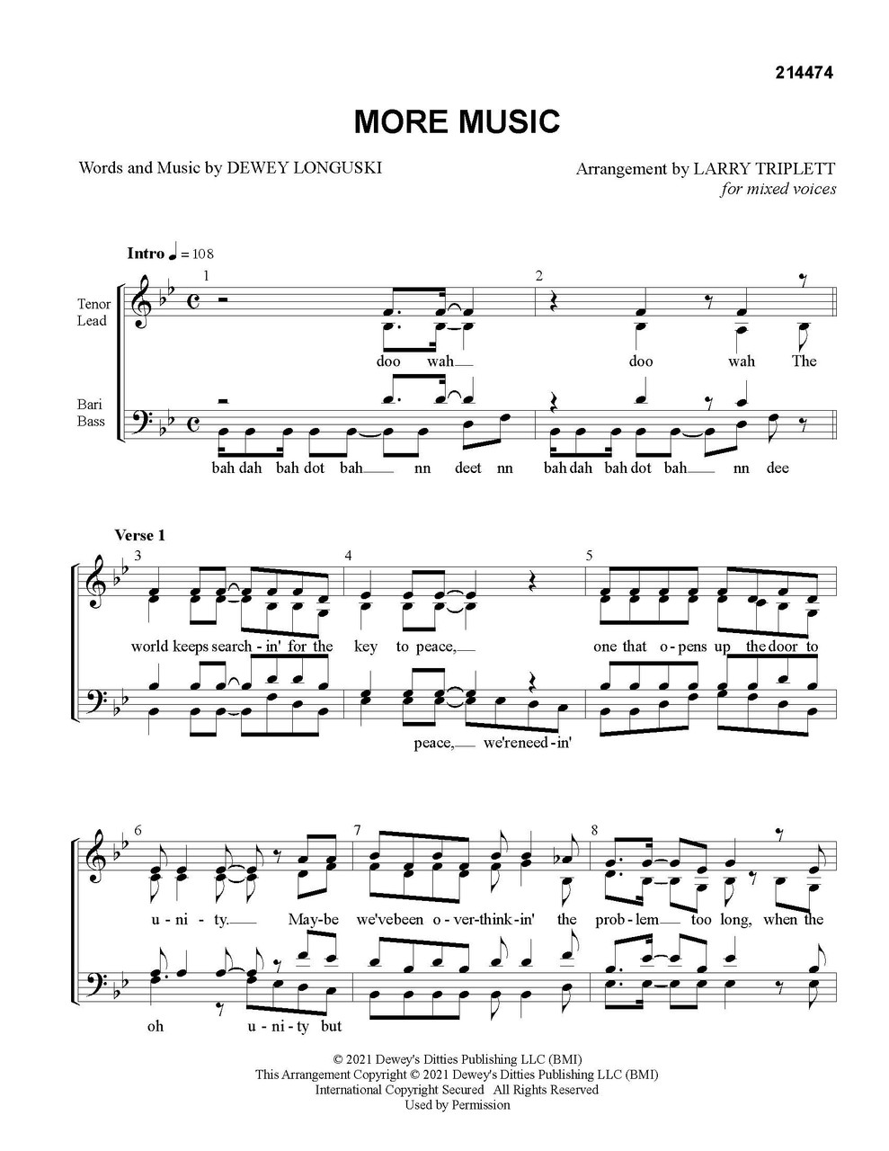 More Music (SATB) (arr. Larry Triplett)