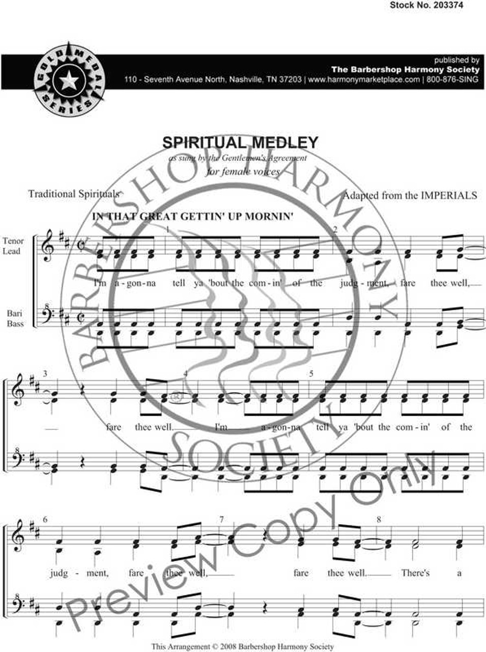 Spiritual Medley (SSAA) - Download