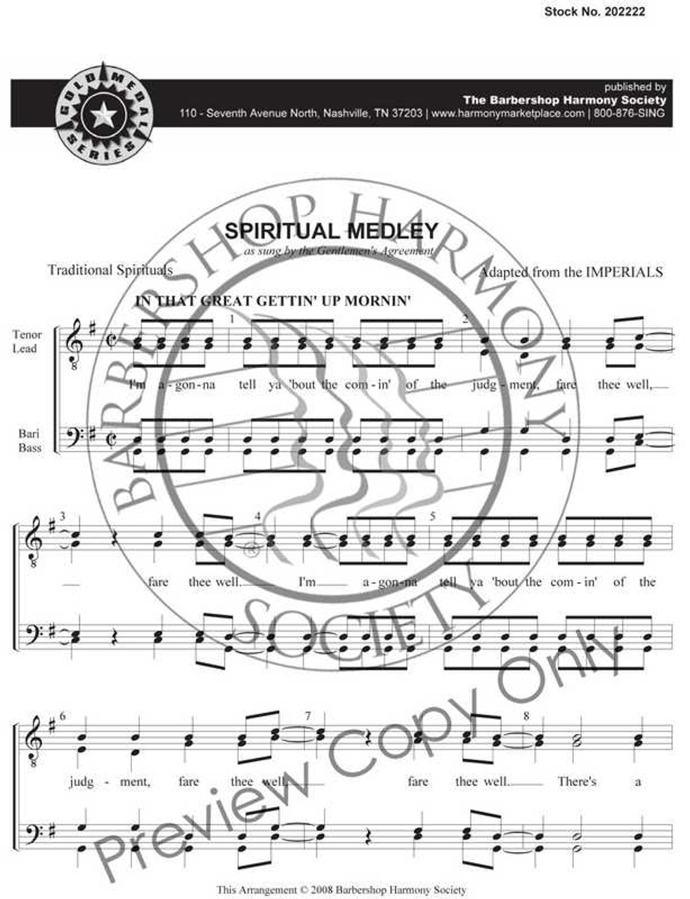 Spiritual Medley (TTBB) - Download