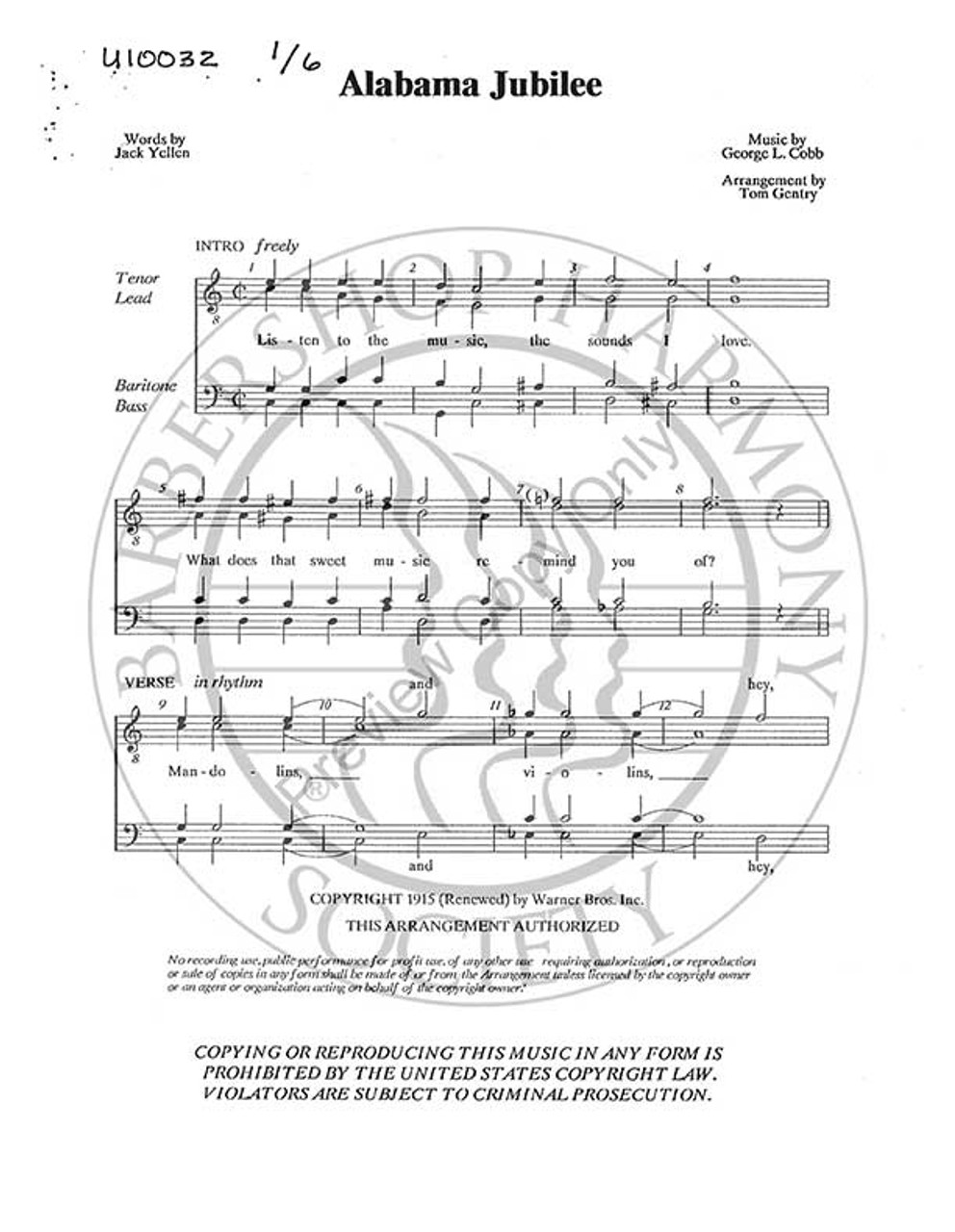 Alabama Jubilee 1 (TTBB) (arr. Tom Gentry)-UNPUB