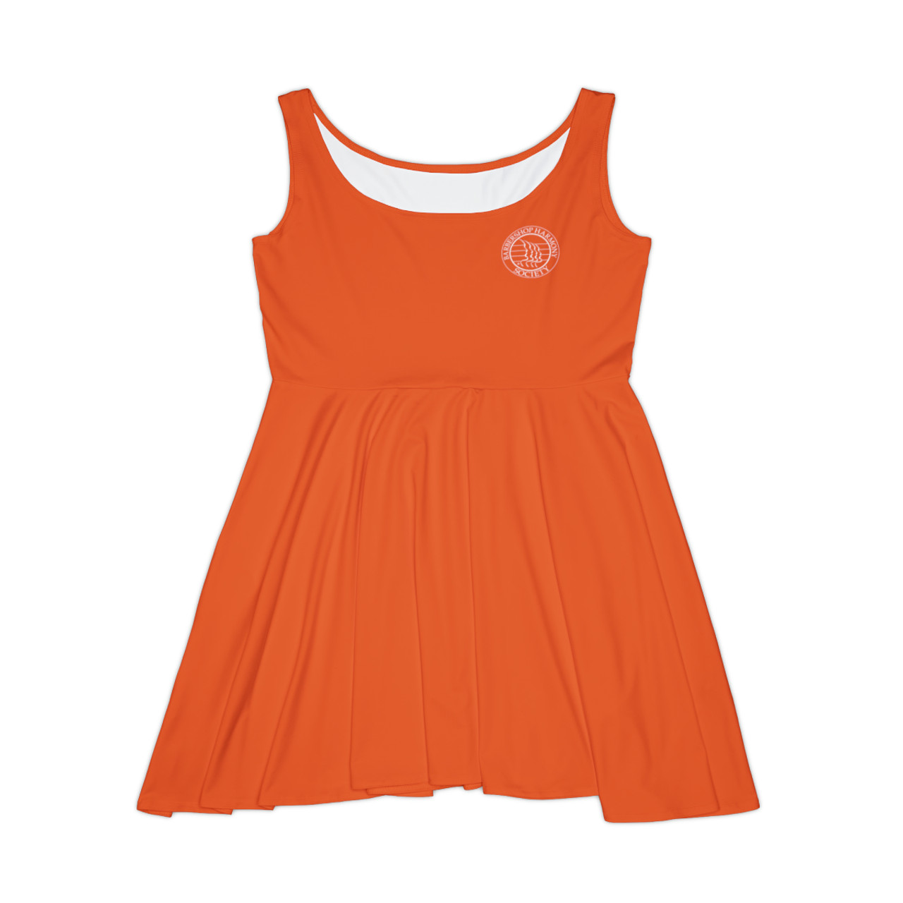 Women's Orange Skater Dress- Left Side BHS Seal