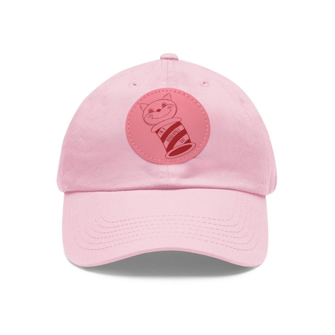 Dad Hat with Faux Leather Barberpole Cat Patch (Round)- Multiple Colors