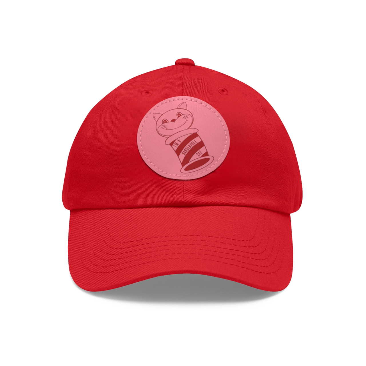 Dad Hat with Faux Leather Barberpole Cat Patch (Round)- Multiple Colors