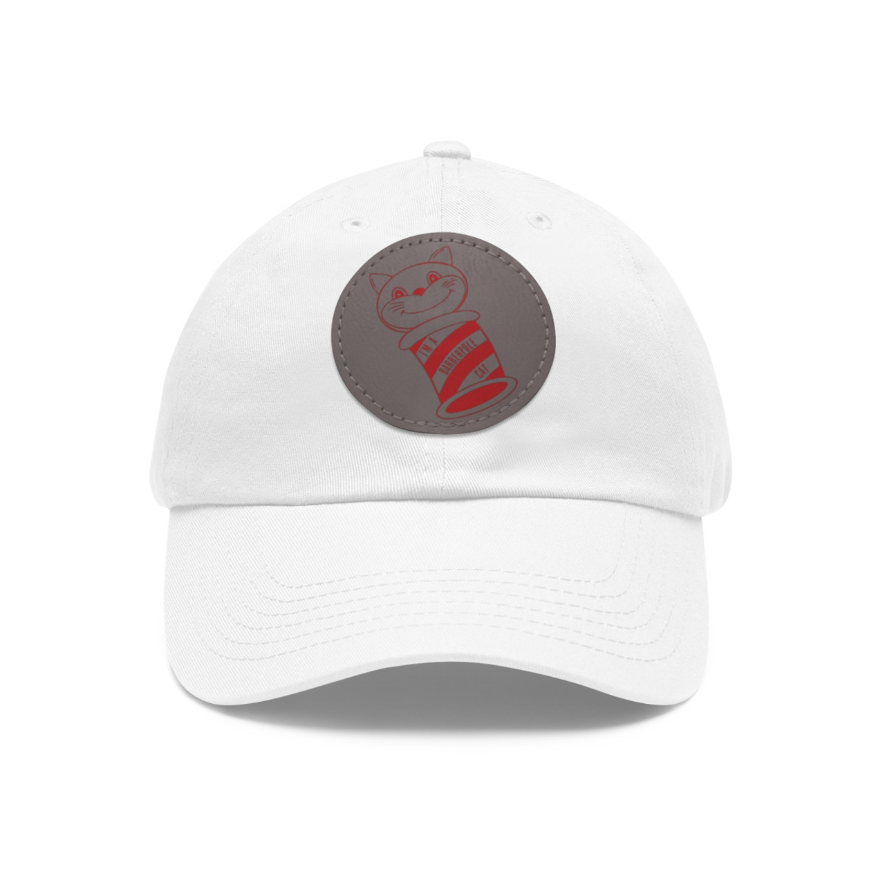 Dad Hat with Faux Leather Barberpole Cat Patch (Round)- Multiple Colors