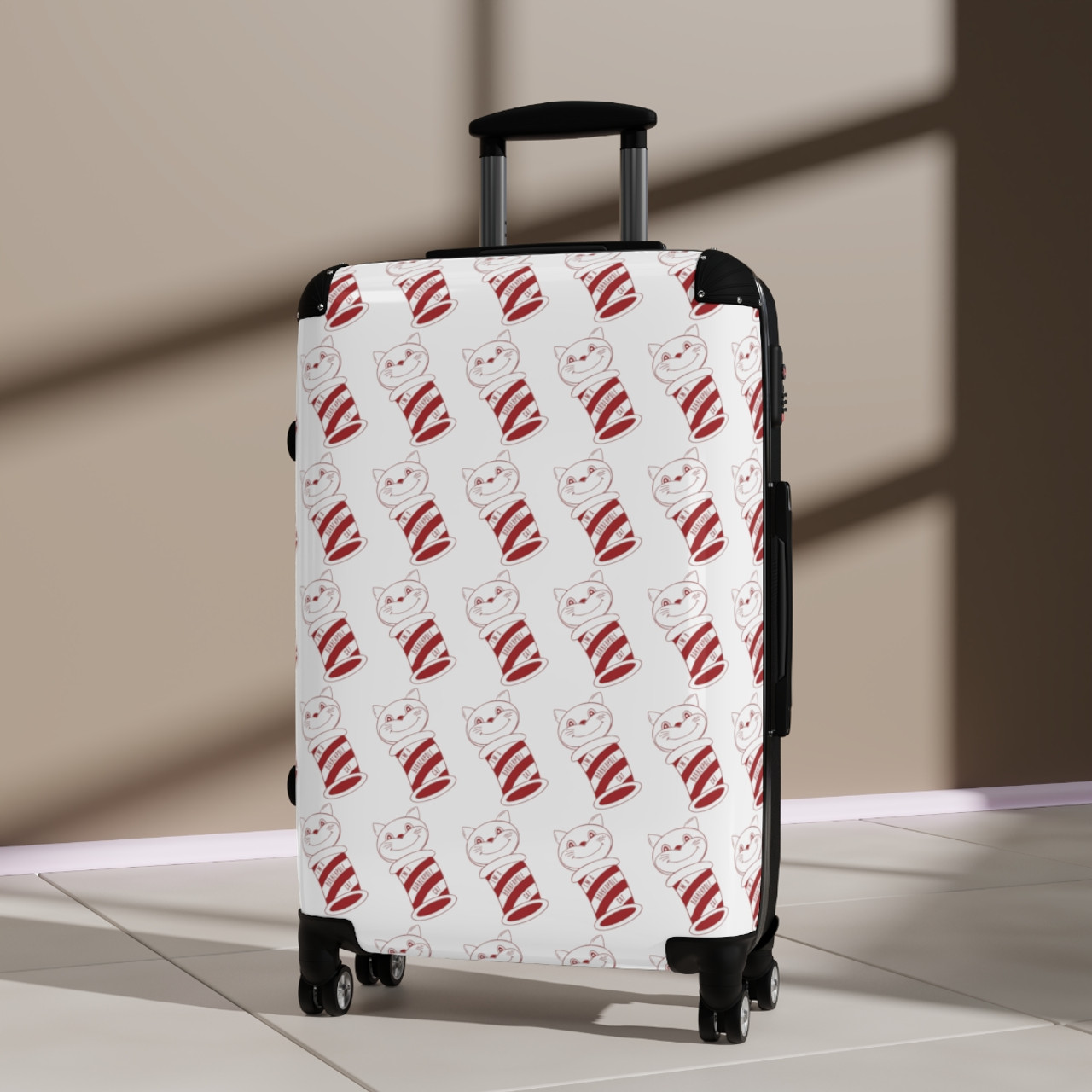 White Barberpole Cat Suitcase
