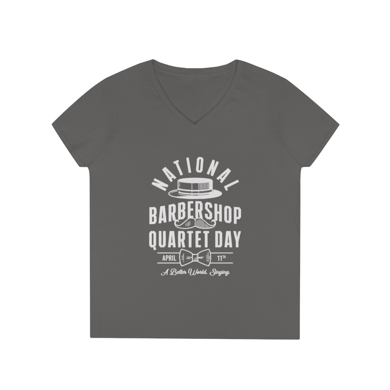 Women's V-Neck National Barbershop Quartet Day T-Shirt- Multiple Colors Available