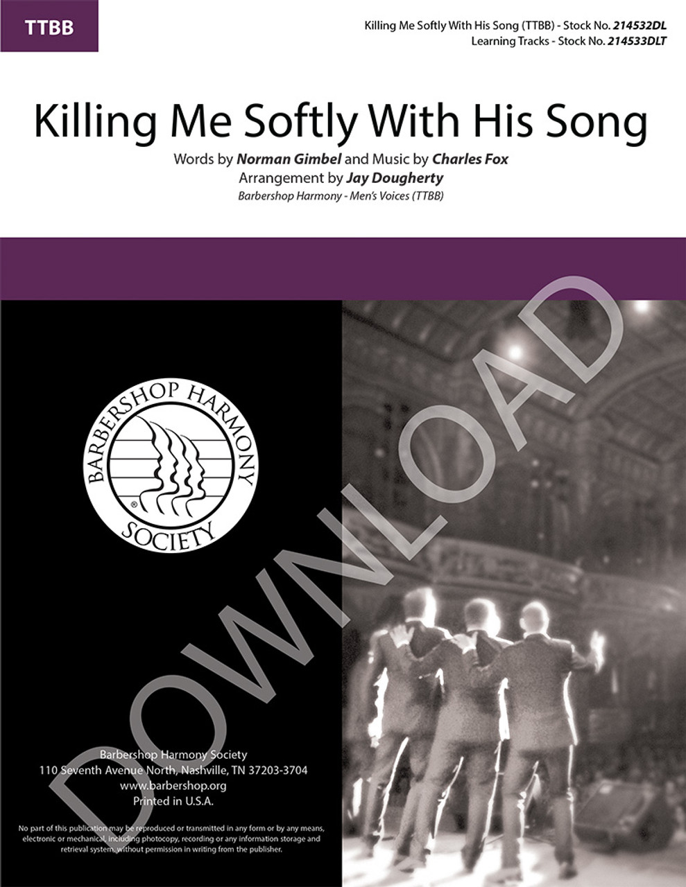Killing Me Softly With His Song (TTBB) (arr. Dougherty) - Download
