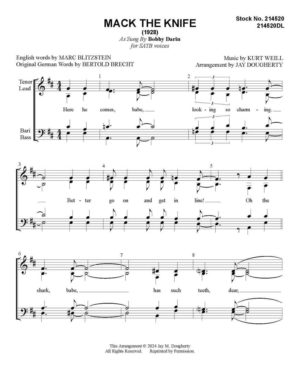 Mack the Knife (SATB) (arr. Dougherty) - Download