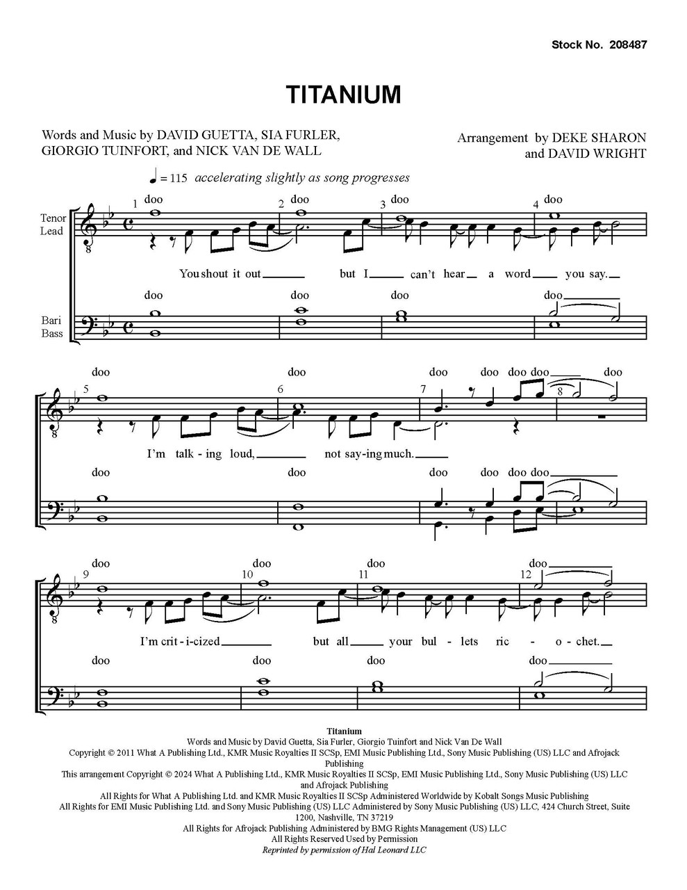 Titanium (TTBB) (arr. Sharon & Wright) - Download