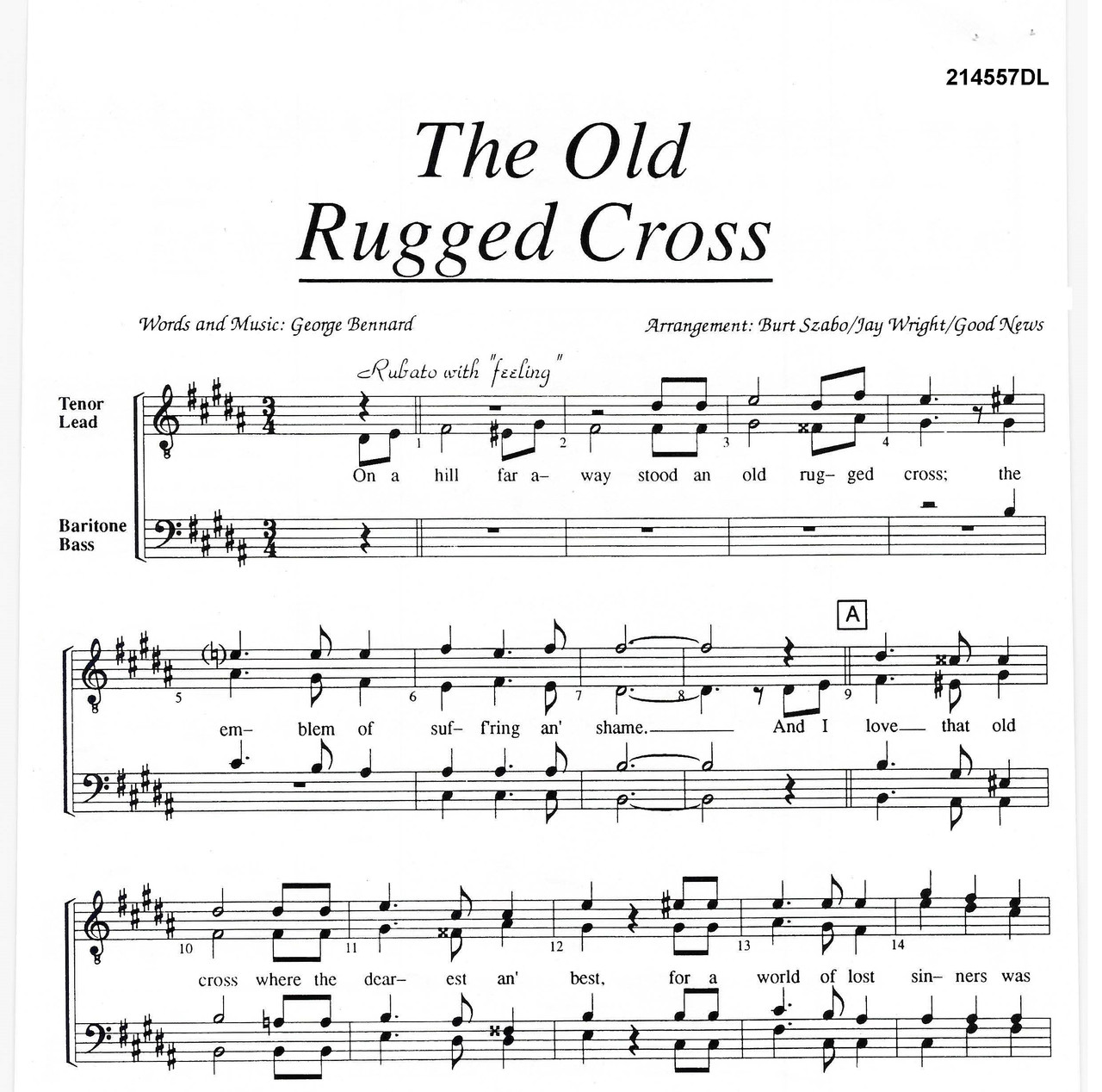 The Old Rugged Cross (TTBB) - Sheet Music + Digital Learning Tracks Bundle - Barbershop Harmony Society the-old-rugged-cross-ttbb-sheet-music-digital-learning-tracks-bundle-barbershop-harmony-society