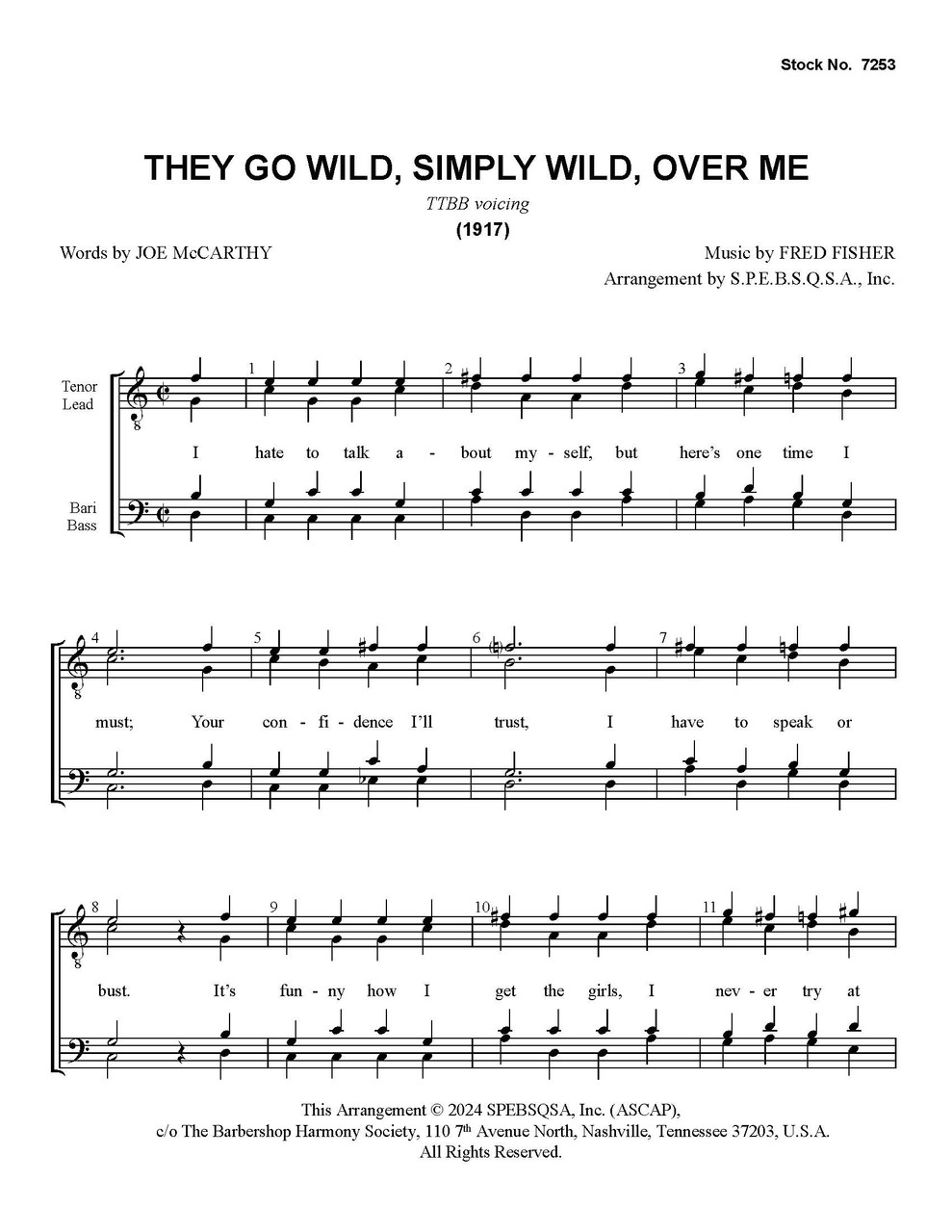 They Go Wild, Simply Wild, Over Me (TTBB) - Download