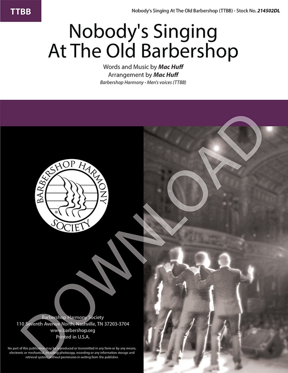 Nobody's Singing At The Old Barbershop (TTBB) (arr. Huff) - Download