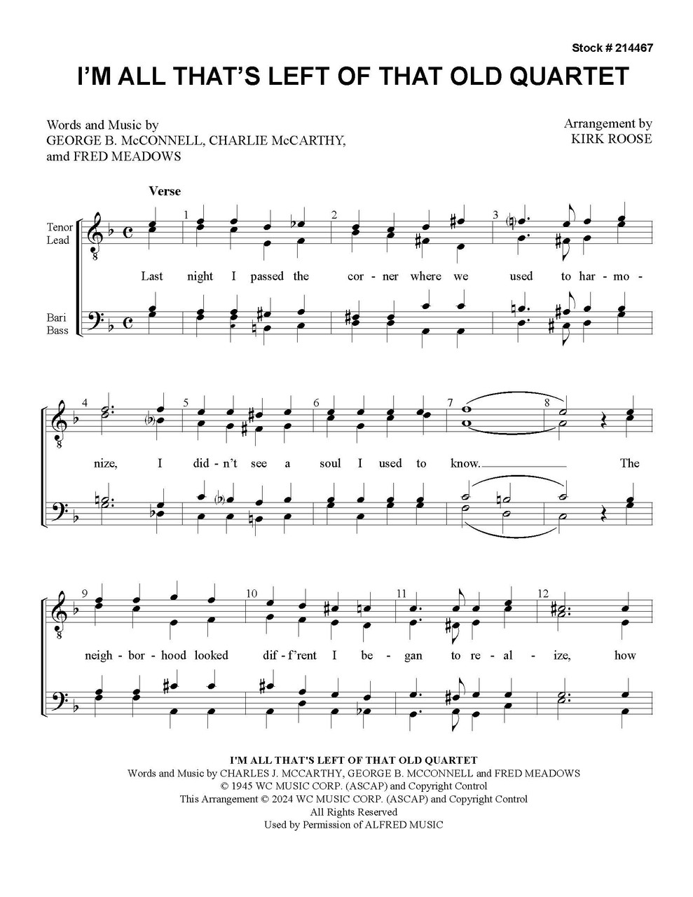 I'm All That's Left Of That Old Quartet (TTBB) (Roose) - Download