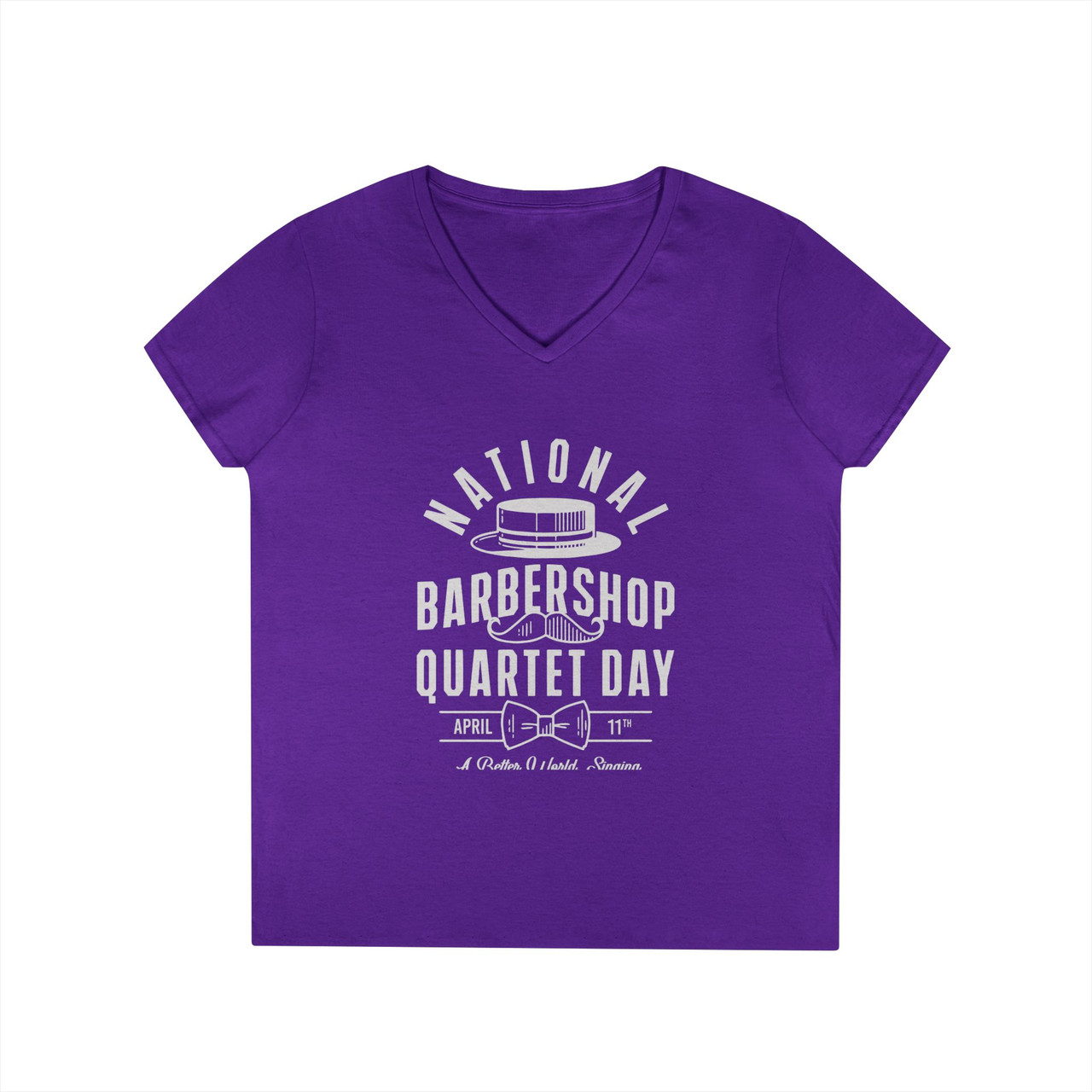 Women's V-Neck National Barbershop Quartet Day T-Shirt- Available in Multiple Colors