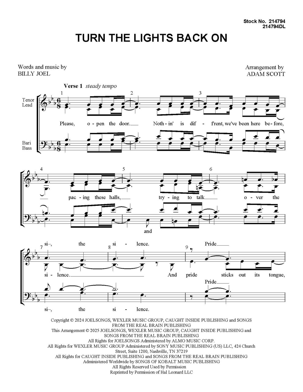 Turn The Lights Back On (SATB) (arr. Scott) - Download