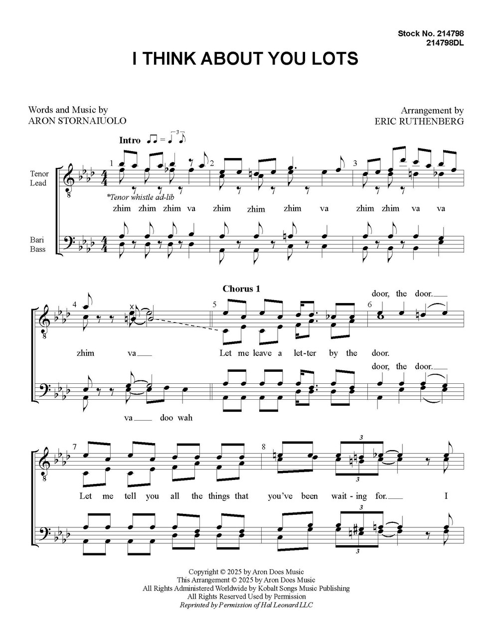 I Think About You Lots (TTBB) (arr. Ruthenberg) I Think About You Lots (TTBB) (arr. Ruthenberg)