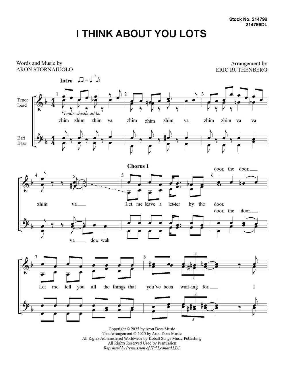 I Think About You Lots (SSAA) (arr. Ruthenberg) I Think About You Lots (SSAA) (arr. Ruthenberg)