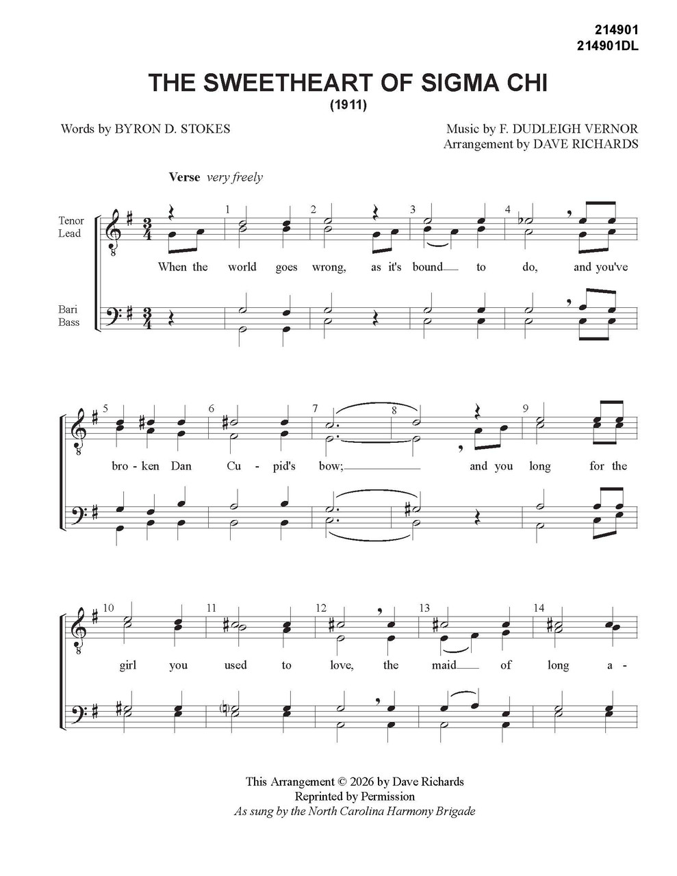 The Sweetheart Of Sigma Chi (TTBB) (Richards) 