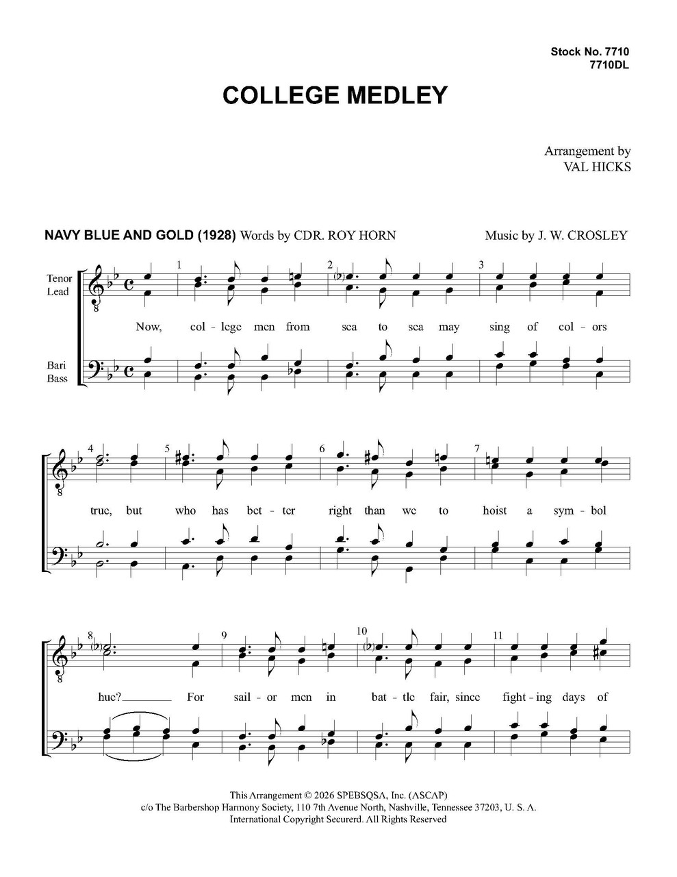 College Medley (TTBB) (arr. Hicks) - Download