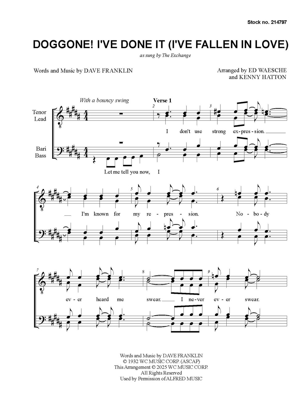 Doggone It! (I've Fallen In Love) (TTBB) (arr. Hatton/Waesche)