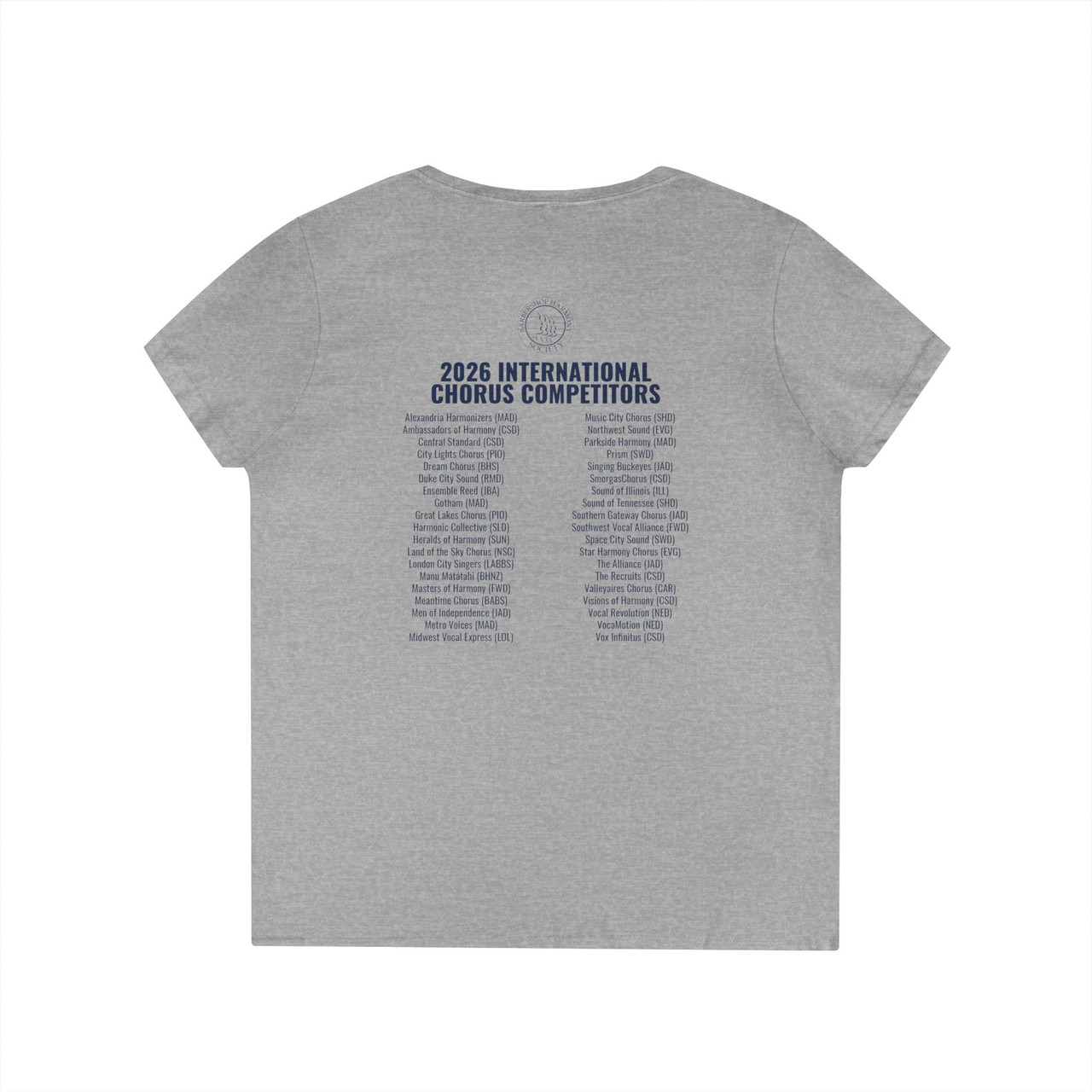 St. Louis Chorus Competitors (WITH CHORUS NAMES) Women's V-Neck T-Shirt
